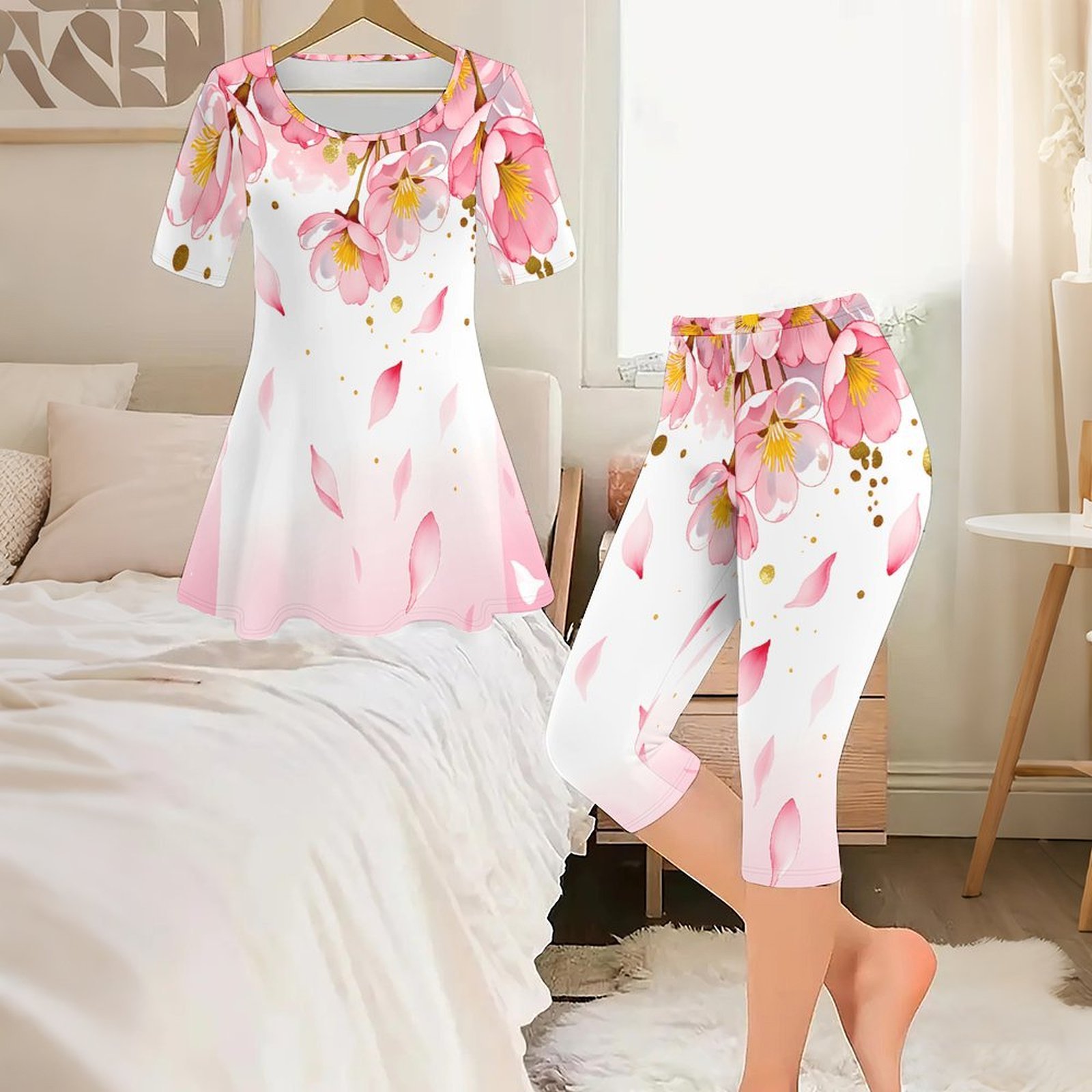Romper Floral Print - Set Due Pezzi Vintage con Stampa,