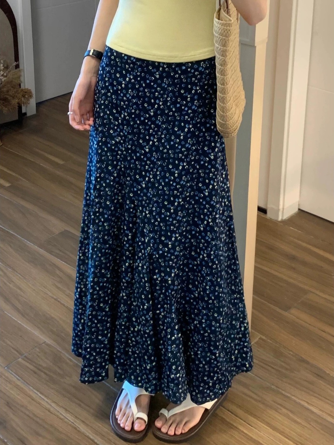 Midi Skirt Floral - Gonna midi a vita alta con