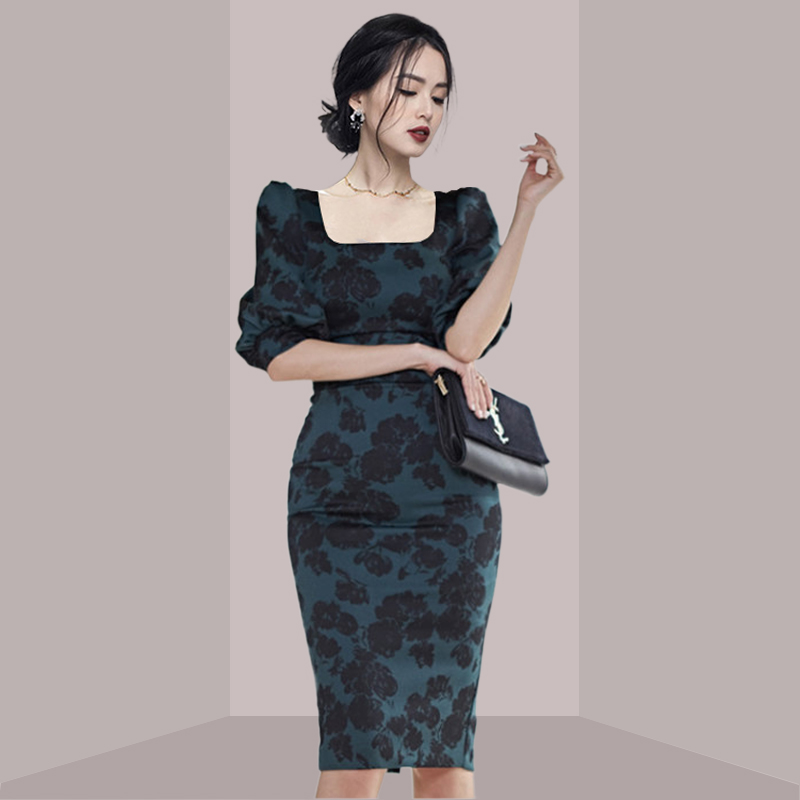 Midi Skirt Floral - Elegante abito midi a stampa floreale,