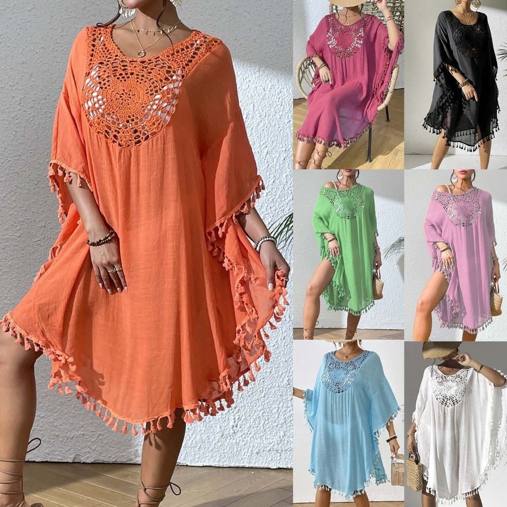 Cover Up Kaftan - Copricostume da donna estivo con scollo