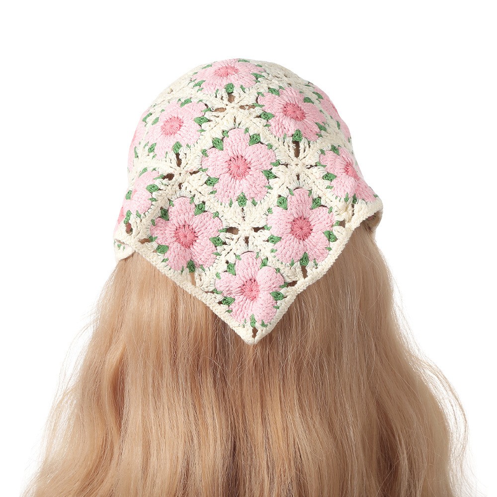 Headband Summer Knit - Vintage tessitura maglia fiore triangolo foulard
