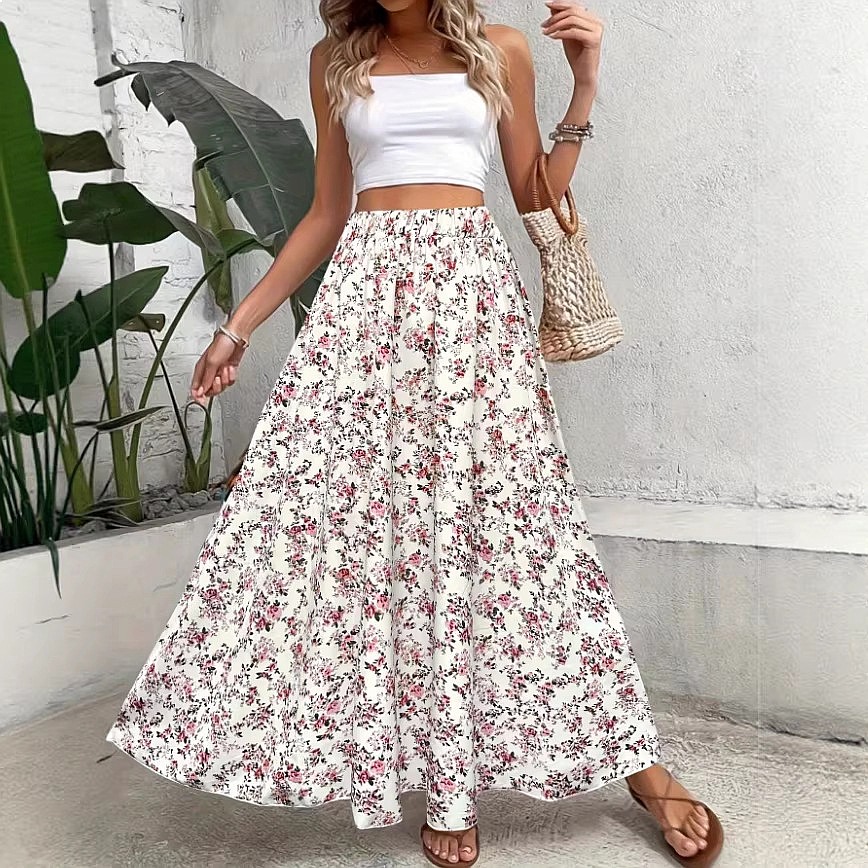 Midi Skirt Floral - Gonna Midi Bohemien a Stampa Floreale