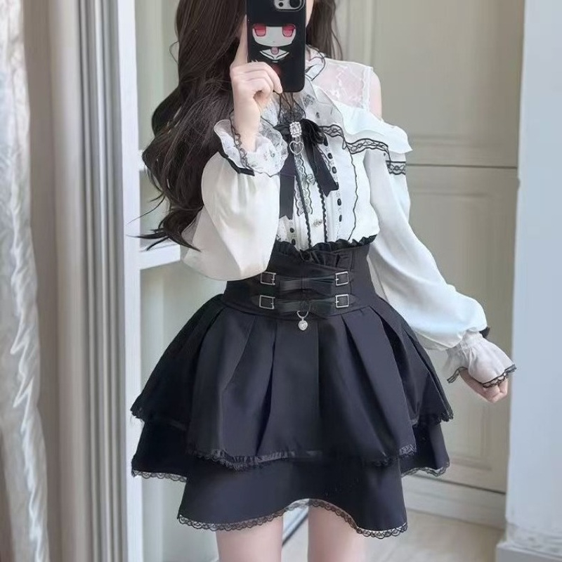 Set stile Lolita gotico giappo - Blouse Off Shoulder recensione e prezzo