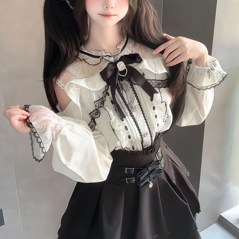 Set stile Lolita gotico giappo - Blouse Off Shoulder recensione e prezzo